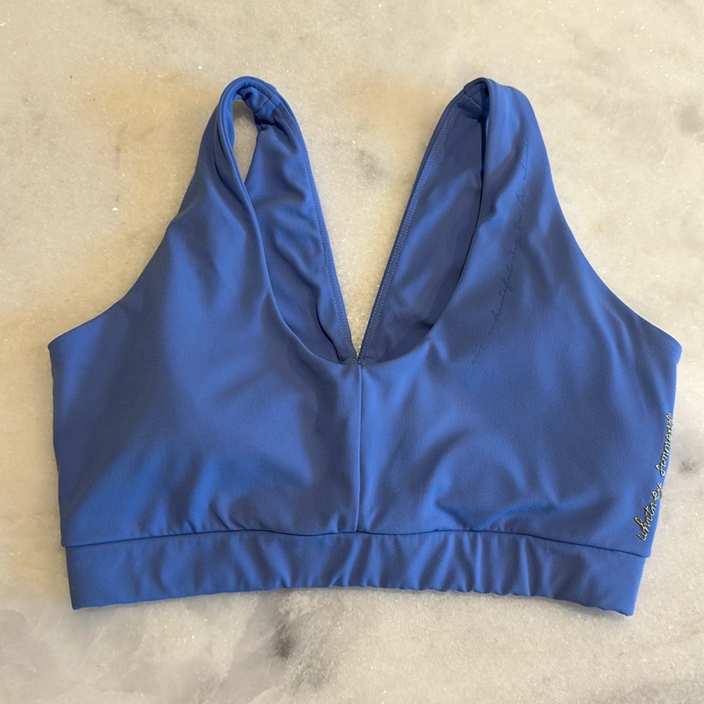 Gymshark Whitney Simmons Round Neck Blue Womens Sports Bra - Picture 2 of 7